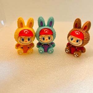 Nintendo Bunny Costume Mini Figure - Yellow, Teal, Brown Toppers